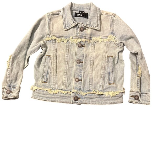 Kids Molo 4Y Distressed Light Wash Denim Jacket With Frayed Details NWT - Picture 1 of 3